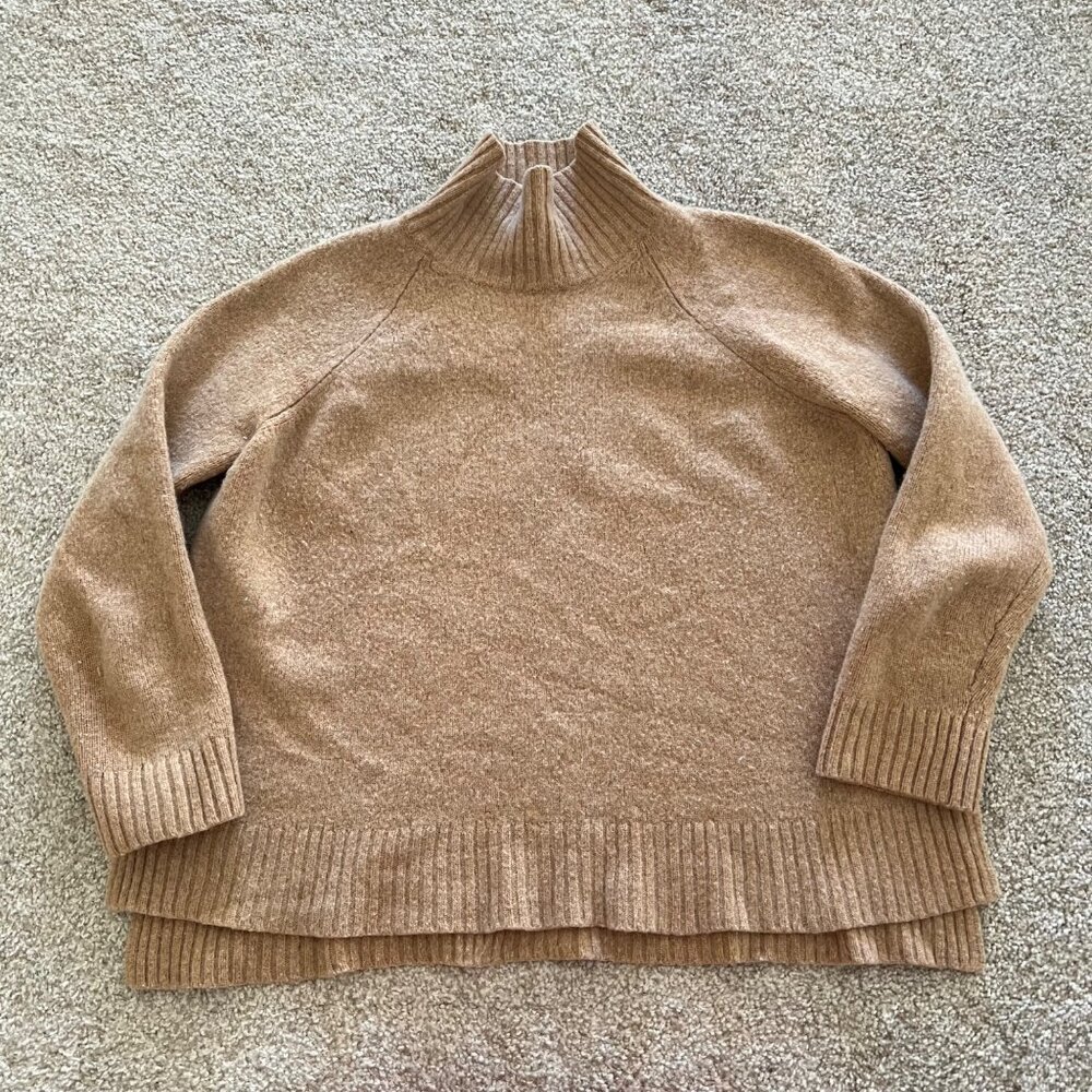 Ann Taylor Tan Beige Wool & Cashmere Turtleneck Minimalist Chic Sweater Petite L - Picture 8 of 11